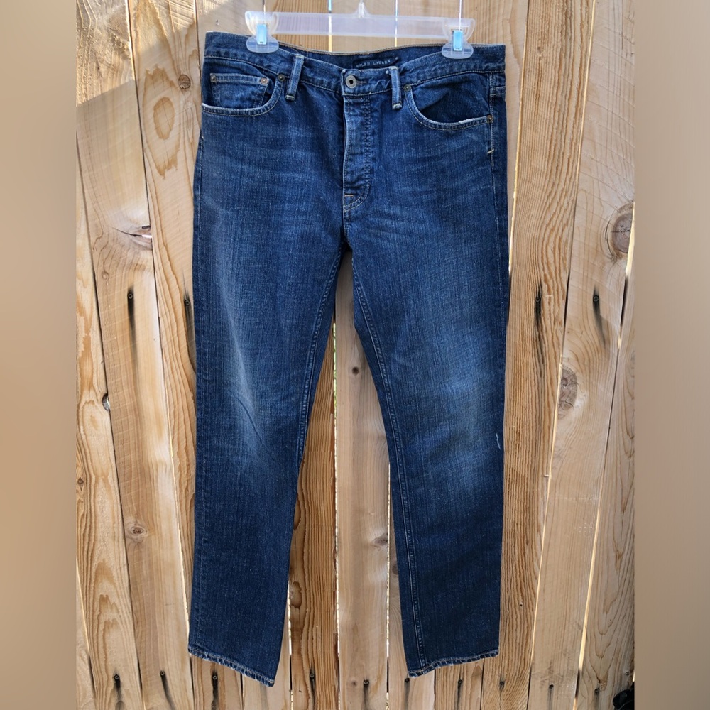 Ralph Lauren Thompson 650 Button Fly Straight Jeans Blue Mens Size 31